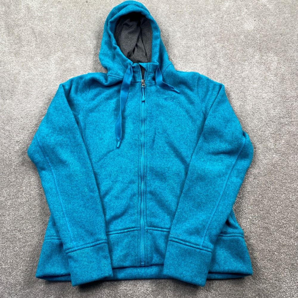 Under Armour UA Storm Hoodie Women Large Teal Blue Full Zip Fleece 1231731